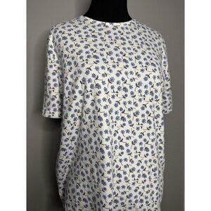 Cabin Creek Women's Size S Blue Ditzy Floral Ribbed Knit Top Cottage Tee Shirt